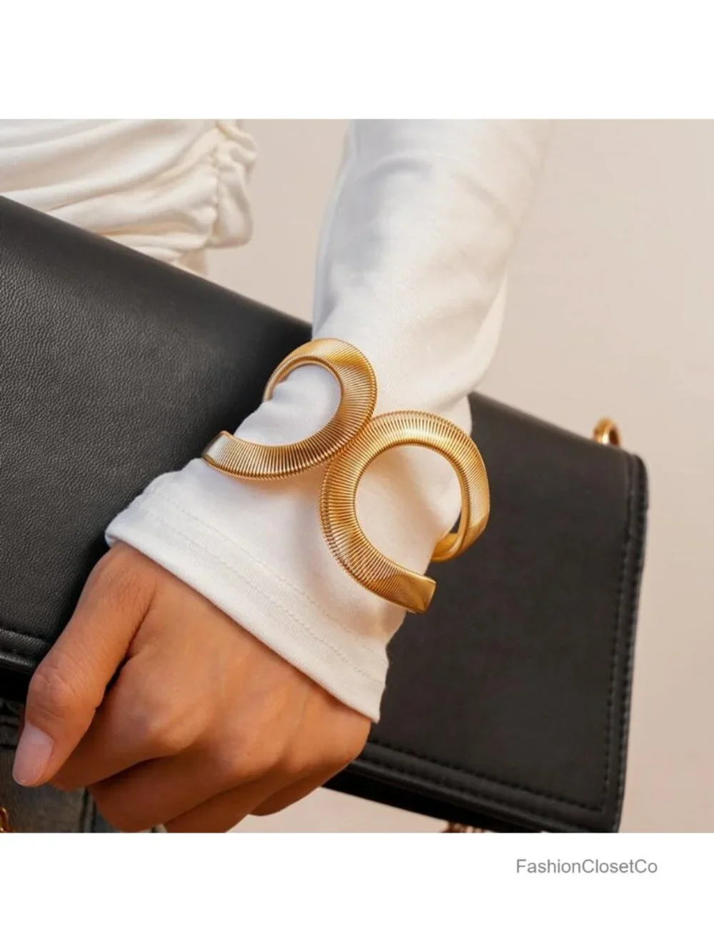 Chunky Cuff Bracelet Wide Gold Bangle Hollow Out Punk Jewelry